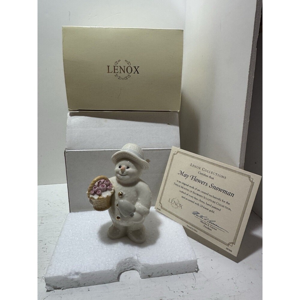 Lenox MAY FLOWERS Snowman 12 Months of Snowmen Figurine 2000 With Box
